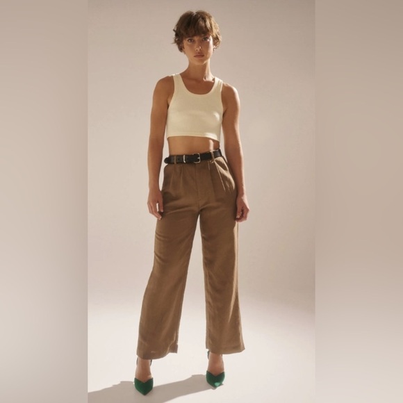 ROLLA'S Pants - ROLLA'S linen blend Brown Wide-Leg Pants
